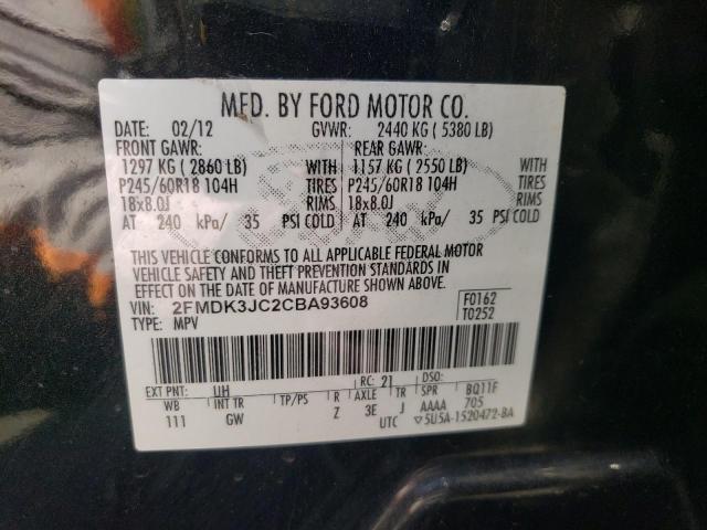 Photo 10 from auction – 2012 FORD EDGE SEL with VIN 2FMDK3JC2CBA93608