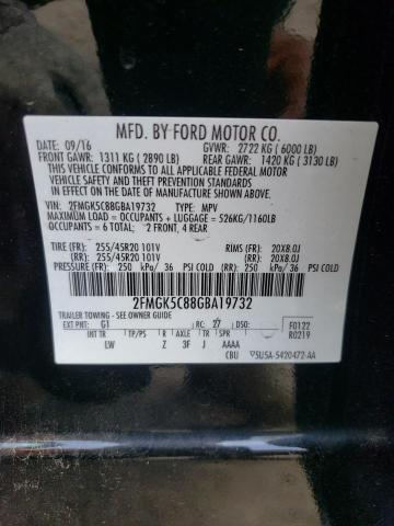 Photo 10 from auction – 2016 FORD FLEX SEL with VIN 2FMGK5C88GBA19732