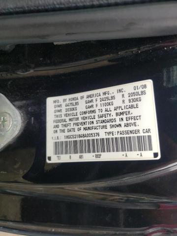 Photo 10 from auction – 2008 HONDA ACCORD EXL with VIN 1HGCS21848A005376