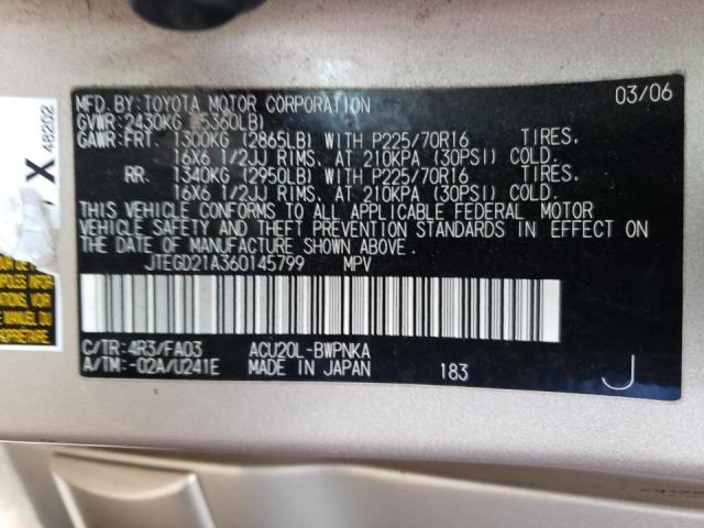 Zdjęcie 10 z aukcji – 2006 TOYOTA HIGHLANDER z VIN JTEGD21A360145799