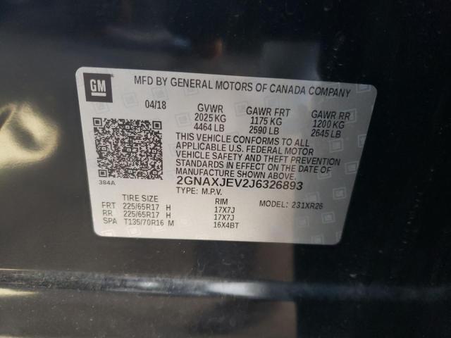 Photo 10 from auction – 2018 CHEVROLET EQUINOX LT with VIN 2GNAXJEV2J6326893