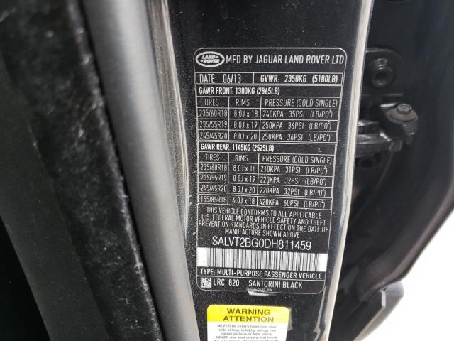 Photo 10 from auction – 2013 LAND ROVER RANGE ROVE with VIN SALVT2BG0DH811459
