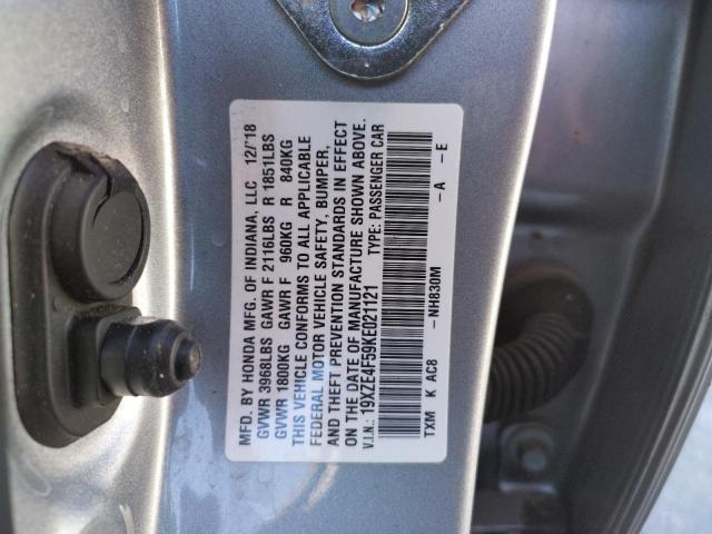 Photo 10 from auction – 2019 HONDA INSIGHT EX with VIN 19XZE4F59KE021121