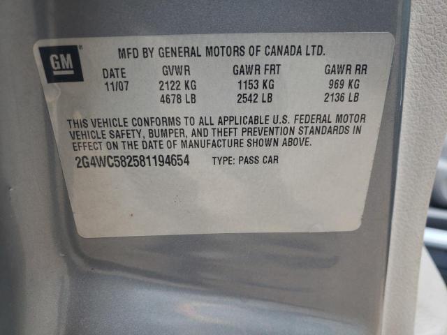 Photo 10 from auction – 2008 BUICK LACROSSE C with VIN 2G4WC582581194654