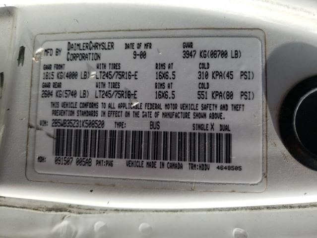 Photo 10 from auction – 2001 DODGE RAM WAGON with VIN 2B5WB35Z31K508520