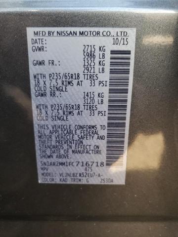 Photo 10 from auction – 2015 NISSAN PATHFINDER with VIN 5N1AR2MM1FC716718