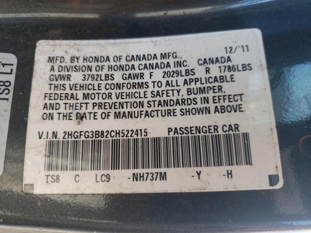 Photo 10 from auction – 2012 HONDA CIVIC EX with VIN 2HGFG3B82CH522415