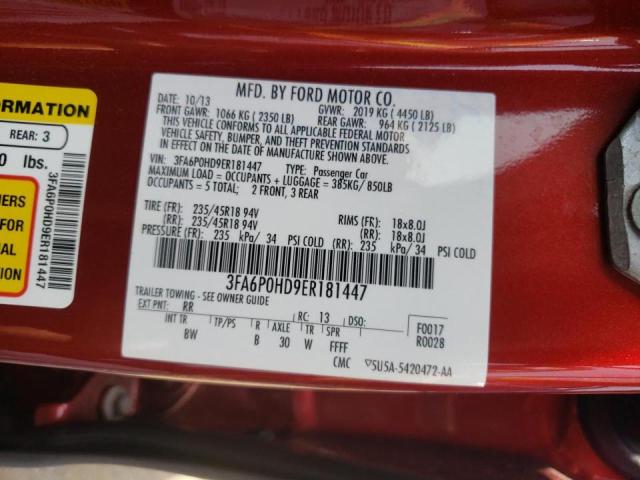 Photo 10 from auction – 2014 FORD FUSION SE with VIN 3FA6P0HD9ER181447