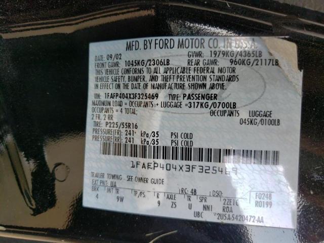 Photo 10 from auction – 2003 FORD MUSTANG with VIN 1FAFP404X3F325469