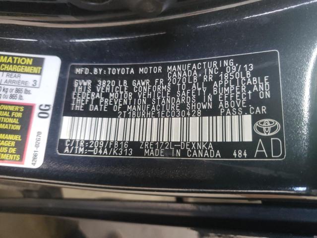 Photo 10 from auction – 2014 TOYOTA COROLLA L with VIN 2T1BURHE1EC030428