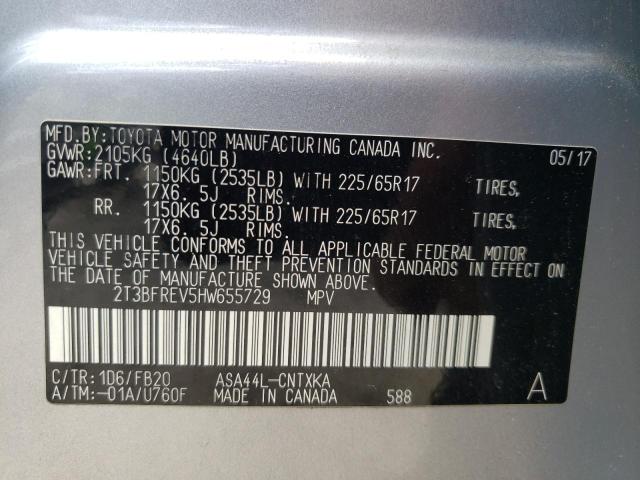 Photo 10 from auction – 2017 TOYOTA RAV4 LE with VIN 2T3BFREV5HW655729