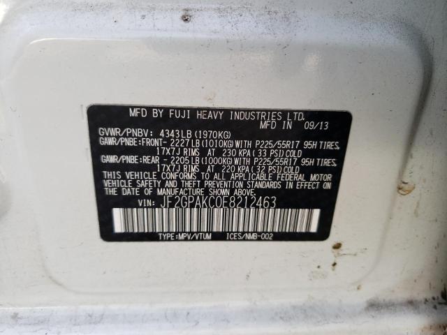 Photo 10 from auction – 2014 SUBARU XV CROSSTR with VIN JF2GPAKC0E8212463