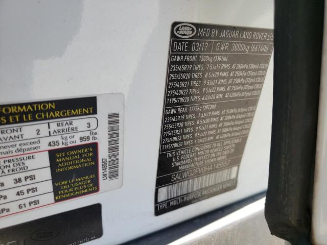 Photo 10 from auction – 2017 LAND ROVER RANGE ROVE with VIN SALWG2FV0HA145557