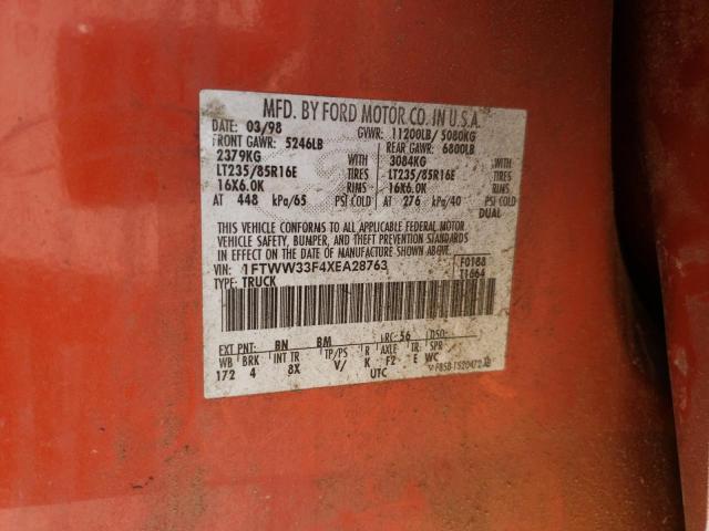Photo 10 from auction – 1999 FORD F350 SUPER with VIN 1FTWW33F4XEA28763