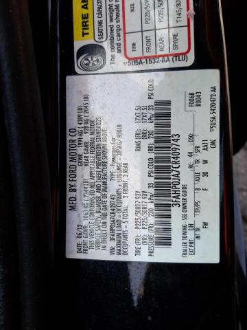 Photo 10 from auction – 2012 FORD FUSION SEL with VIN 3FAHP0JA7CR409743