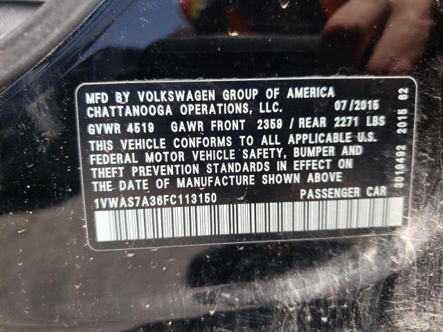 Photo 10 from auction – 2015 VOLKSWAGEN PASSAT S with VIN 1VWAS7A36FC113150
