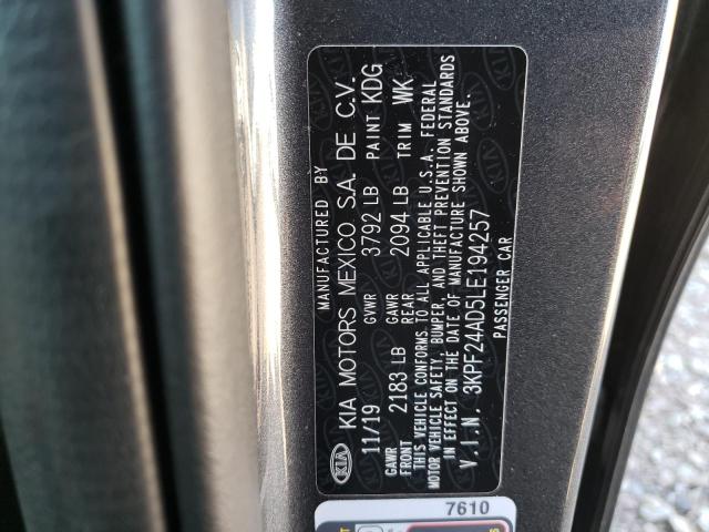 Photo 10 from auction – 2020 KIA FORTE FE with VIN 3KPF24AD5LE194257
