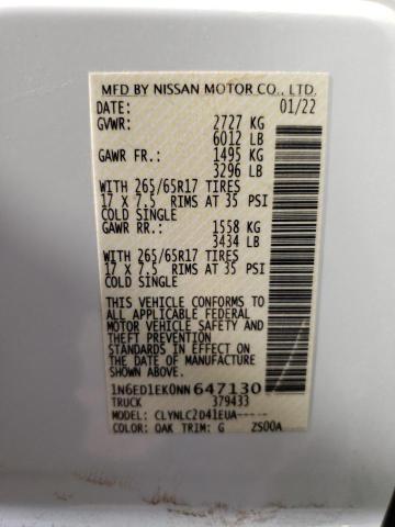Photo 10 from auction – 2022 NISSAN FRONTIER S with VIN 1N6ED1EK0NN647130
