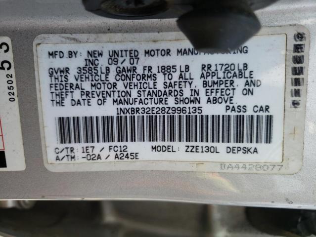 Photo 10 from auction – 2008 TOYOTA COROLLA CE with VIN 1NXBR32E28Z996135