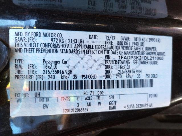 Photo 10 from auction – 2013 FORD FOCUS SE with VIN 1FADP3K21DL211005