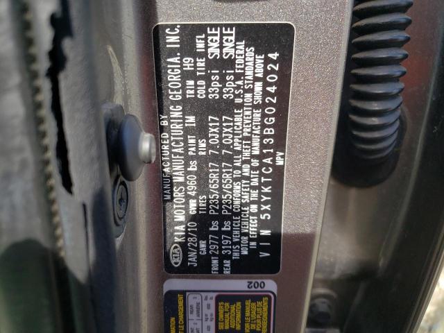 Photo 10 from auction – 2011 KIA SORENTO BA with VIN 5XYKTCA13BG024024