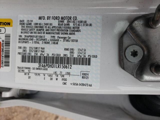 Photo 10 from auction – 2020 FORD FUSION SE with VIN 3FA6P0HD1LR150612