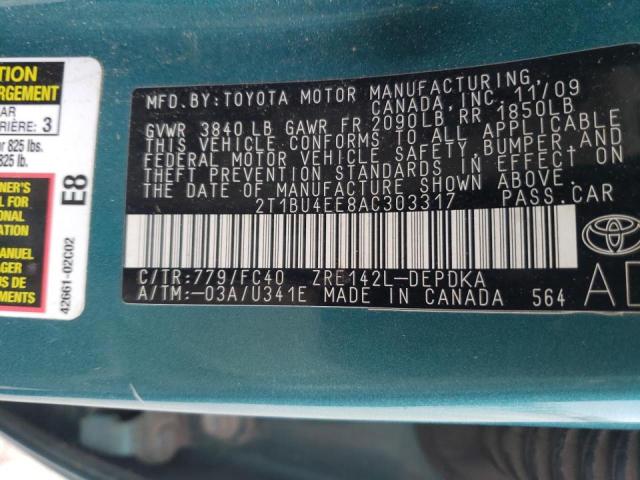 Photo 10 from auction – 2010 TOYOTA COROLLA with VIN 2T1BU4EE8AC303317