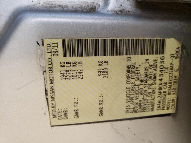 Photo 10 from auction – 2012 NISSAN ALTIMA with VIN 1N4AL2AP8CN434036