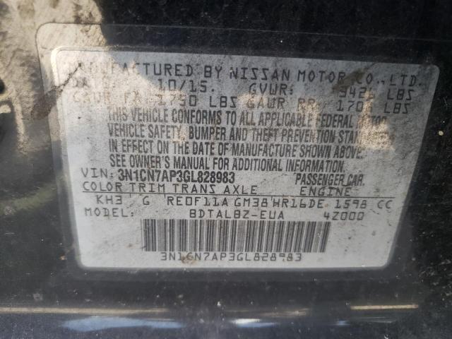 Photo 10 from auction – 2016 NISSAN VERSA S with VIN 3N1CN7AP3GL828983
