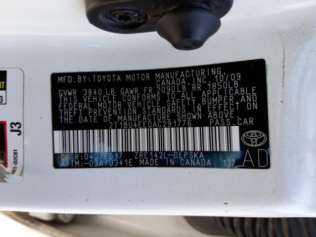 Photo 10 from auction – 2010 TOYOTA COROLLA BA with VIN 2T1BU4EE0AC291776