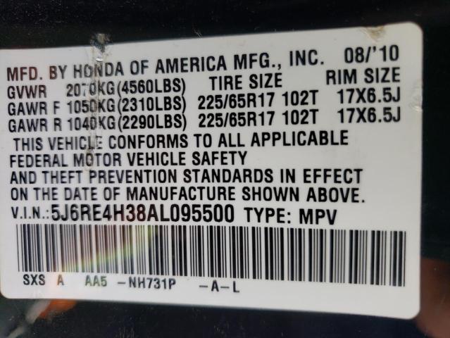 Photo 10 from auction – 2010 HONDA CRV with VIN 5J6RE4H38AL095500