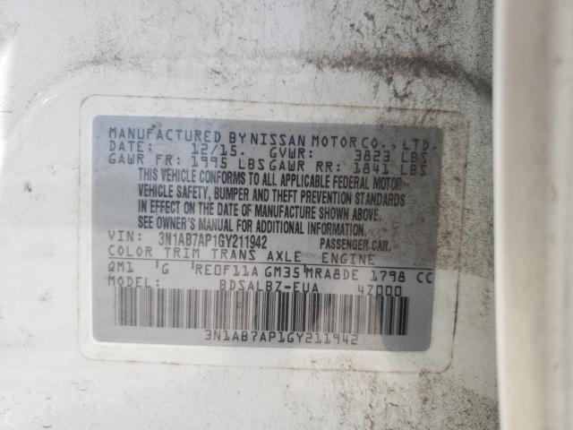 Photo 10 from auction – 2016 NISSAN SENTRA S with VIN 3N1AB7AP1GY211942