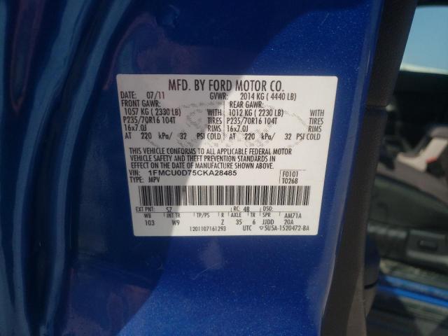 Photo 10 from auction – 2012 FORD ESCAPE XLT with VIN 1FMCU0D75CKA28485