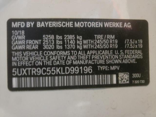 Photo 10 from auction – 2019 BMW X3 XDRIVE3 with VIN 5UXTR9C55KLD99196