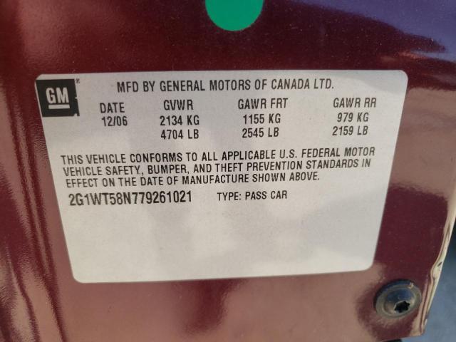 Photo 10 from auction – 2007 CHEVROLET IMPALA LT with VIN 2G1WT58N779261021
