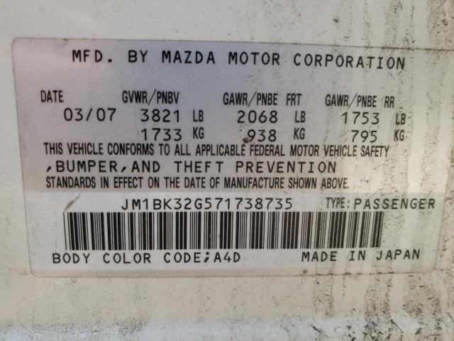 Photo 10 from auction – 2007 MAZDA 3 I with VIN JM1BK32G571738735