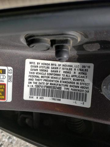 Photo 10 from auction – 2011 HONDA CIVIC EXL with VIN 19XFA1F96BE002400