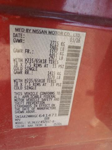 Photo 10 from auction – 2016 NISSAN PATHFINDER with VIN 5N1AR2MMXGC641471