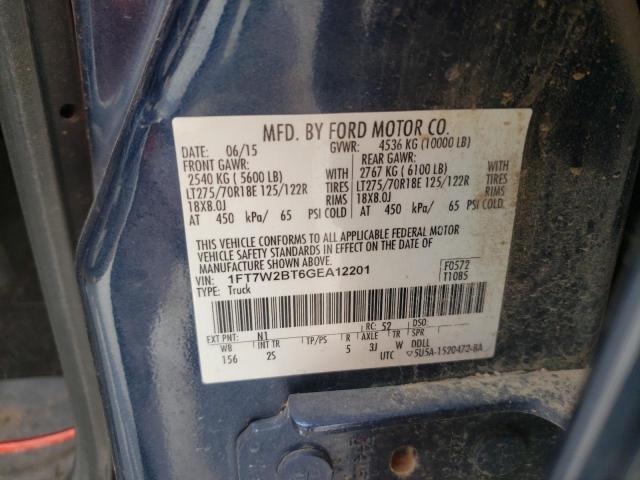 Photo 10 from auction – 2016 FORD F250 SUPER with VIN 1FT7W2BT6GEA12201