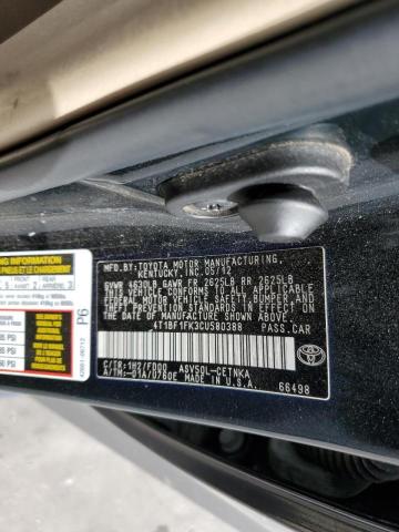 Photo 10 from auction – 2012 TOYOTA CAMRY BASE with VIN 4T1BF1FK3CU580388