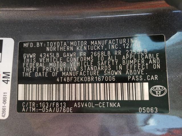 Photo 10 from auction – 2011 TOYOTA CAMRY BASE with VIN 4T4BF3EK0BR167006