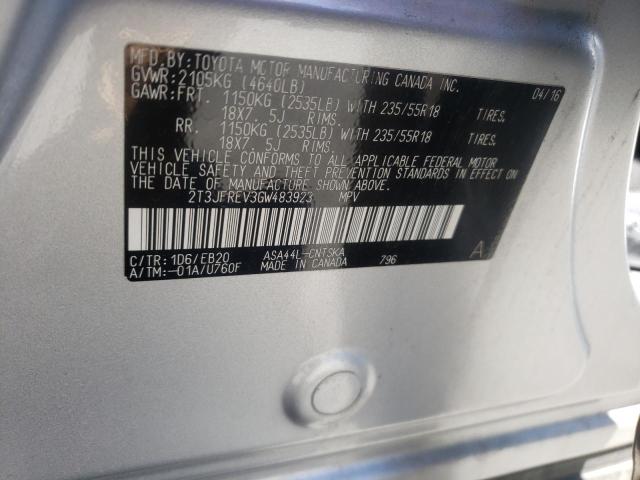 Photo 10 from auction – 2016 TOYOTA RAV4 SE with VIN 2T3JFREV3GW483923