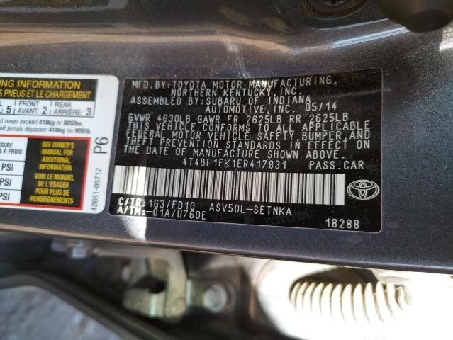 Photo 10 from auction – 2014 TOYOTA CAMRY L with VIN 4T4BF1FK1ER417831