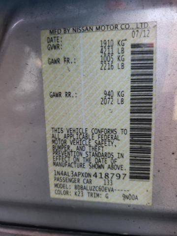 Photo 10 from auction – 2013 NISSAN ALTIMA with VIN 1N4AL3APXDN418797