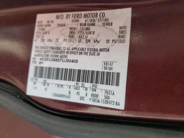 Photo 10 from auction – 2007 MERCURY MOUNTAINEE with VIN 4M2EU38857UJ00405