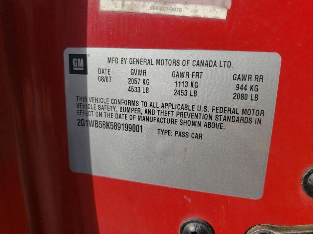 Photo 10 from auction – 2008 CHEVROLET IMPALA LS with VIN 2G1WB58K589199001