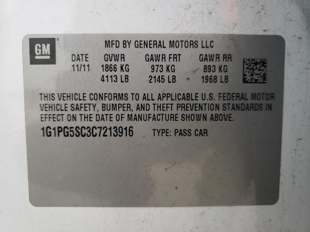 Photo 10 from auction – 2012 CHEVROLET CRUZE LT with VIN 1G1PG5SC3C7213916