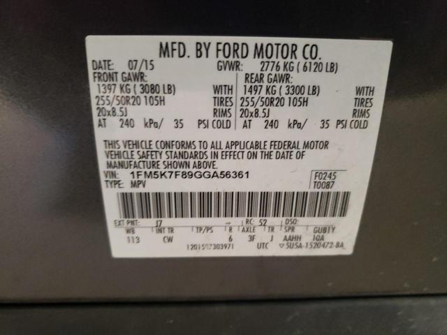 Photo 10 from auction – 2016 FORD EXPLORER L with VIN 1FM5K7F89GGA56361