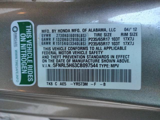 Photo 10 from auction – 2012 HONDA ODYSSEY EX with VIN 5FNRL5H63CB097544