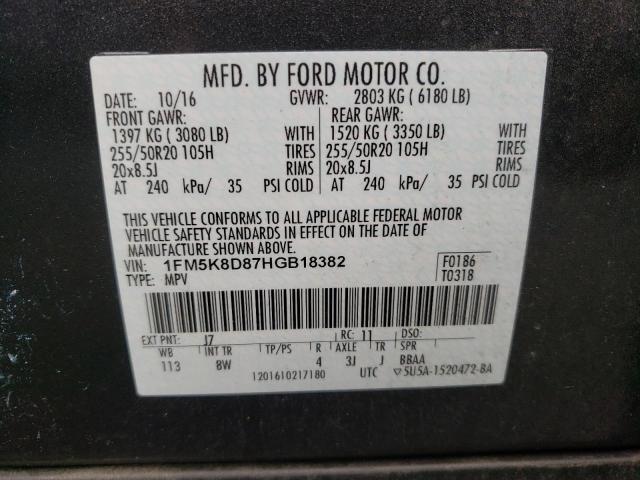 Photo 10 from auction – 2017 FORD EXPLORER X with VIN 1FM5K8D87HGB18382